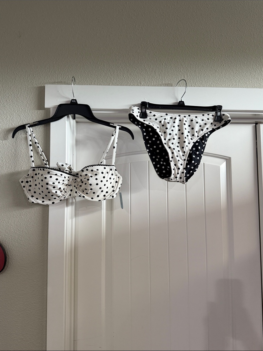 Shade & Shore White and Black Polka Dot Bikini Set